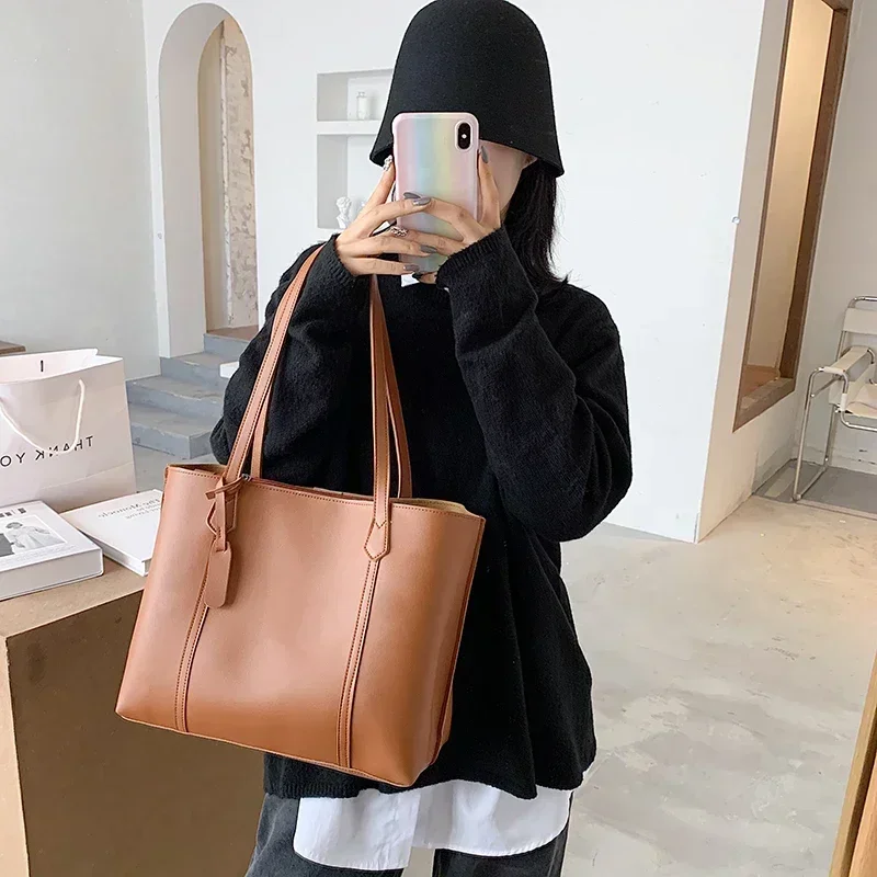 VL10  Large Capacity  Women's Bag New Casual Tote  Simple Shoulder Handbag Supermarket  Shopping