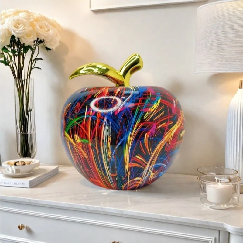 Graffiti Apple Decorations, Resin Decorations for Home Good Luck Display, Home Gift Decorations