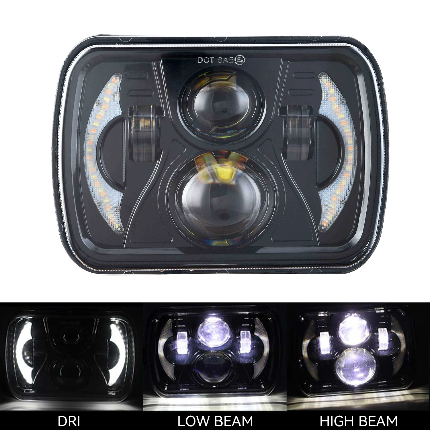 HYNBYZJ 6X5 7X6 Car LED Headlight Hi-Lo Beam DRL Square Turn Signal Light For Jeep Cherokee XJ Wrangler YJ For GMC/Ford