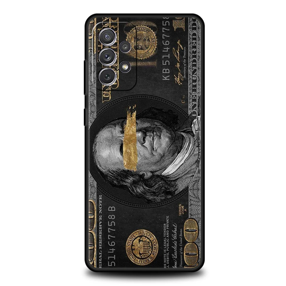 USD Dollar Cash Luxury Phone Case for Samsung Galaxy A55 A35 A15 A14 A25 A54 A51 A71 A72 A73 A32 A52 A52S A41 5G Silicone Shell