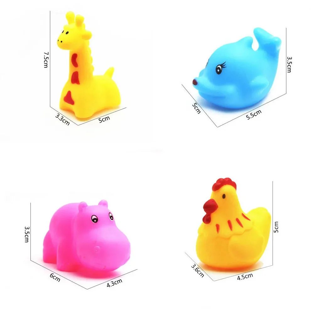 13Pcs Bath Toys Lovely Mixed Animals Swimming Shower Toy Colorful Childen Float Squeeze Sound Bathing Rubber Ducks Kids Toddler