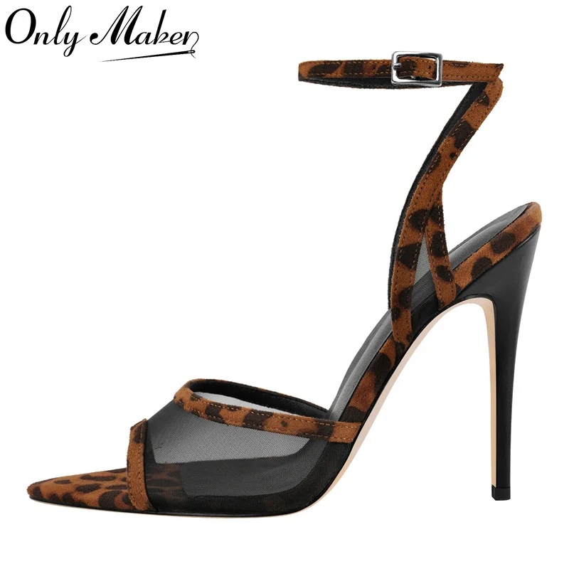 Onlymaker Women Peep Toe Ankle Strap Sandals   Thin High Heel  Party Dress Sexy Stiletto Heels