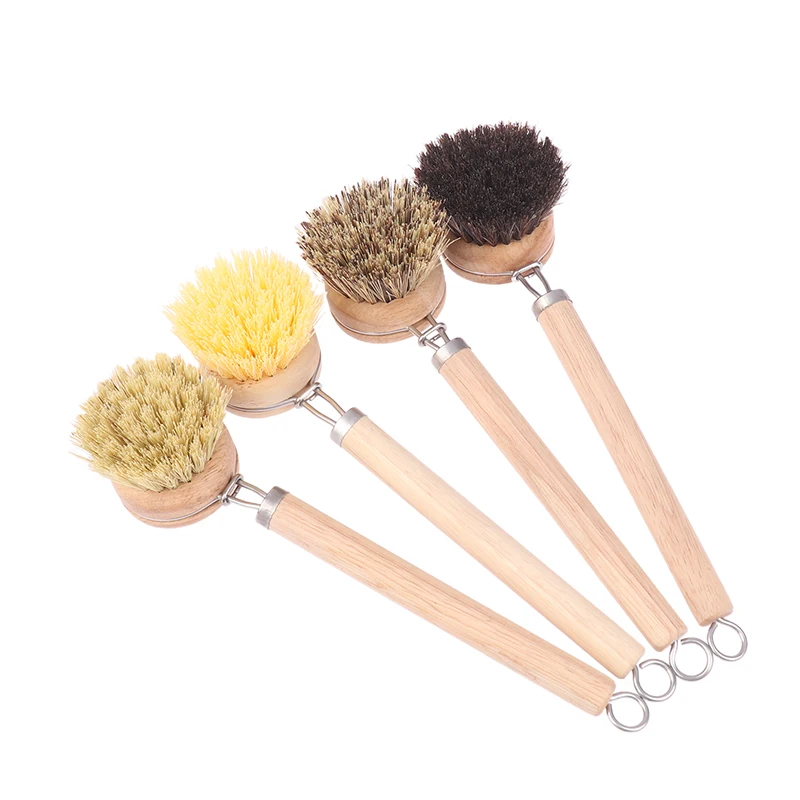 

1PC Replaceable Household Wooden Long Handle Pan Pot Brush Dish Brush Cleaning Brush Kitchen Cleaning Tool