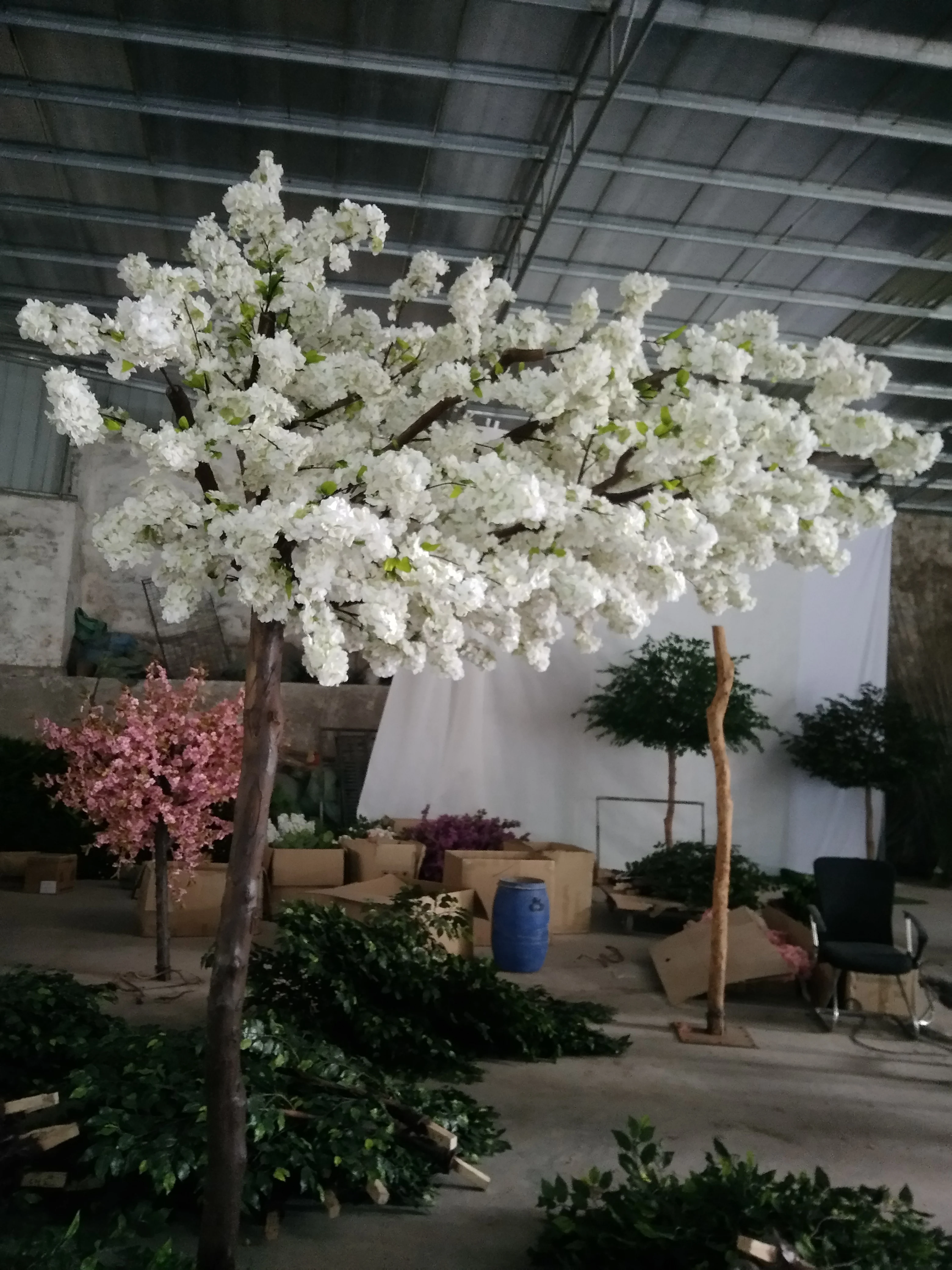 2.4m or 8ft Customized White Pink Artificial Indoor Wedding Decoration Silk Flowers Cherry Blossom Tree Arches