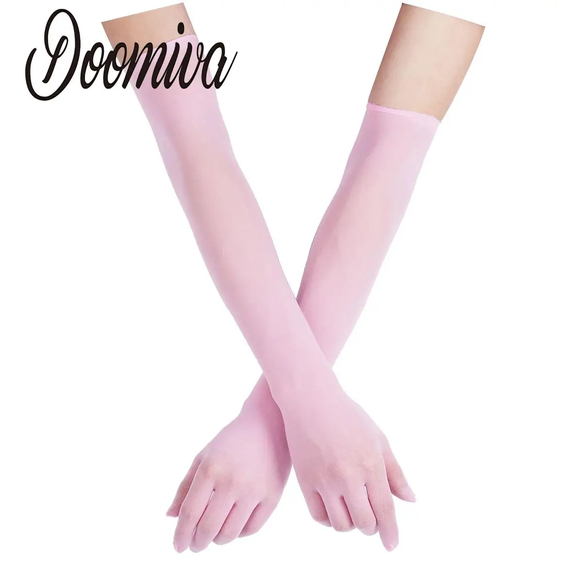 Women Men Oil Seamless Gloves Cuff Sleeves Elastic Tights Nylon See Through Full Finger Elbow Long for Wedding Evening Cosplay