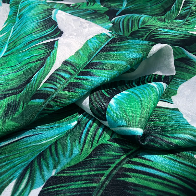 

Зеленый банановый лист с принтом, тонкий жаккардовый платье, пальто, куртка Telas Para Costura Tissus, ткань «сделай сам», швейный материал
