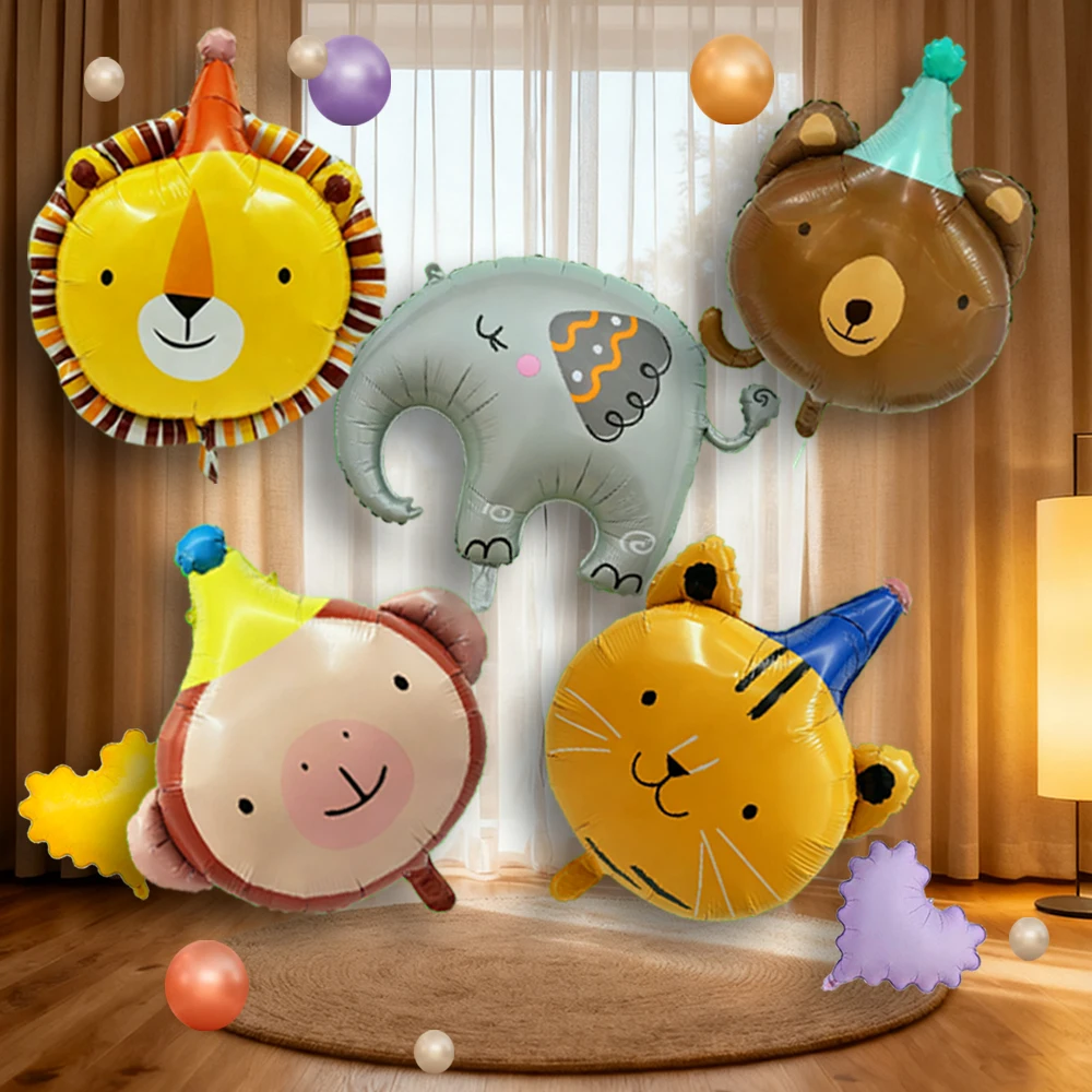 

Animal Head Aluminum Aluminium Foil Balloons Monkey Cat Lion Bear Kids Birthday Party Baby Shower Decoration Background Supplies