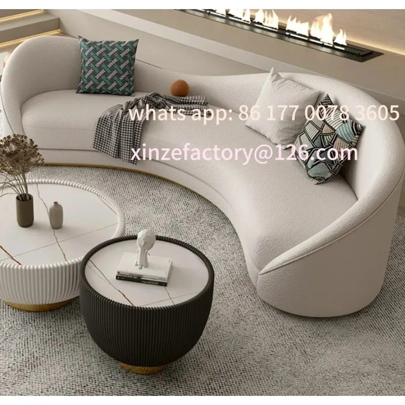 تخصيص صالون تجميل عائلة صغيرة الكشمير صالة الاستقبال أريكة منحنية الشمال النسيج عش الطيور على شكل أريكة بسيطة الحديثة #5