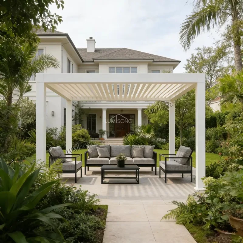 UV Protection Pergola 4x4m Aluminum Louvered Motorized Waterproof Roof For Garden Patio Deck Carport Shade Customized
