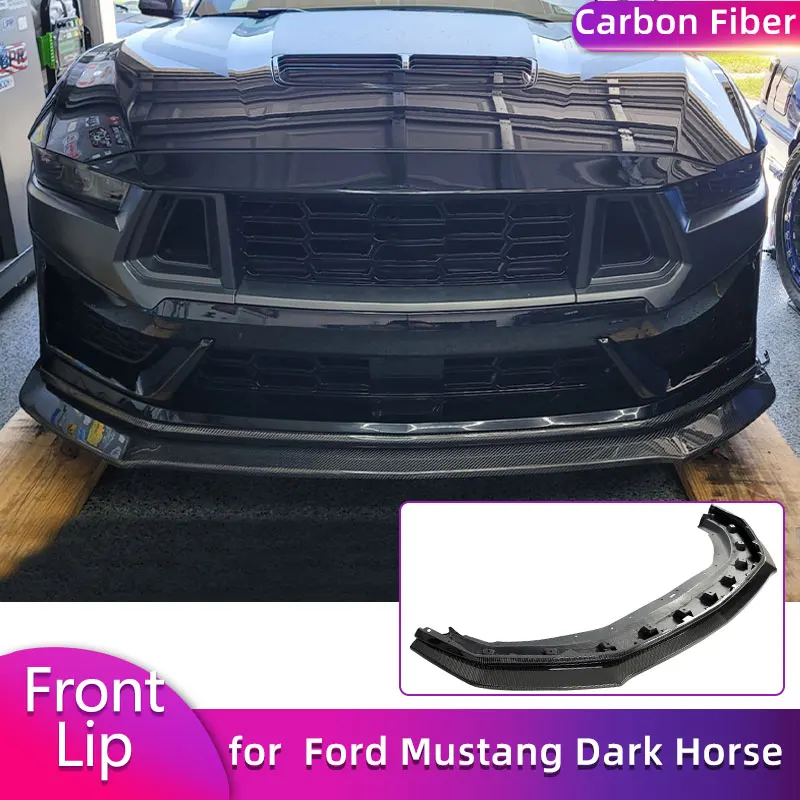 

Карбоновый сплиттер переднего бампера для Ford Mustang Dark Horse S650 2024-2026, замена переднего спойлера, накладка на бампер, обвес