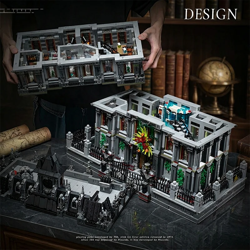 Image of 7527 Teile MOC 613002 Psychiatrie-Baukasten Set Psychiatrie-Krankenhaus Gotisches Geisterkrankenhaus Modulares Architekturmodell Bausteine DIY Montage-Spielzeug für Erwachsene Ideales Weihnachts- und