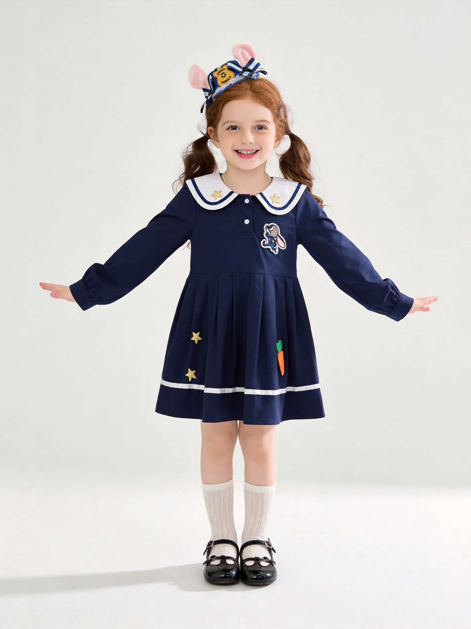 robe-de-princesse-automnale-pour-filles-avec-col-de-poupee-manches-longues-tenue-de-policier-lapin-vetements-pour-enfants-en-coton-et-polyester