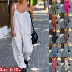 2024 Damen Plus Size Casual Overalls mit weitem Bein, fester V-Ausschnitt, tief geschnittener, täglicher, übergroßer Overall, weibliche Outfits, rücken frei 5xl