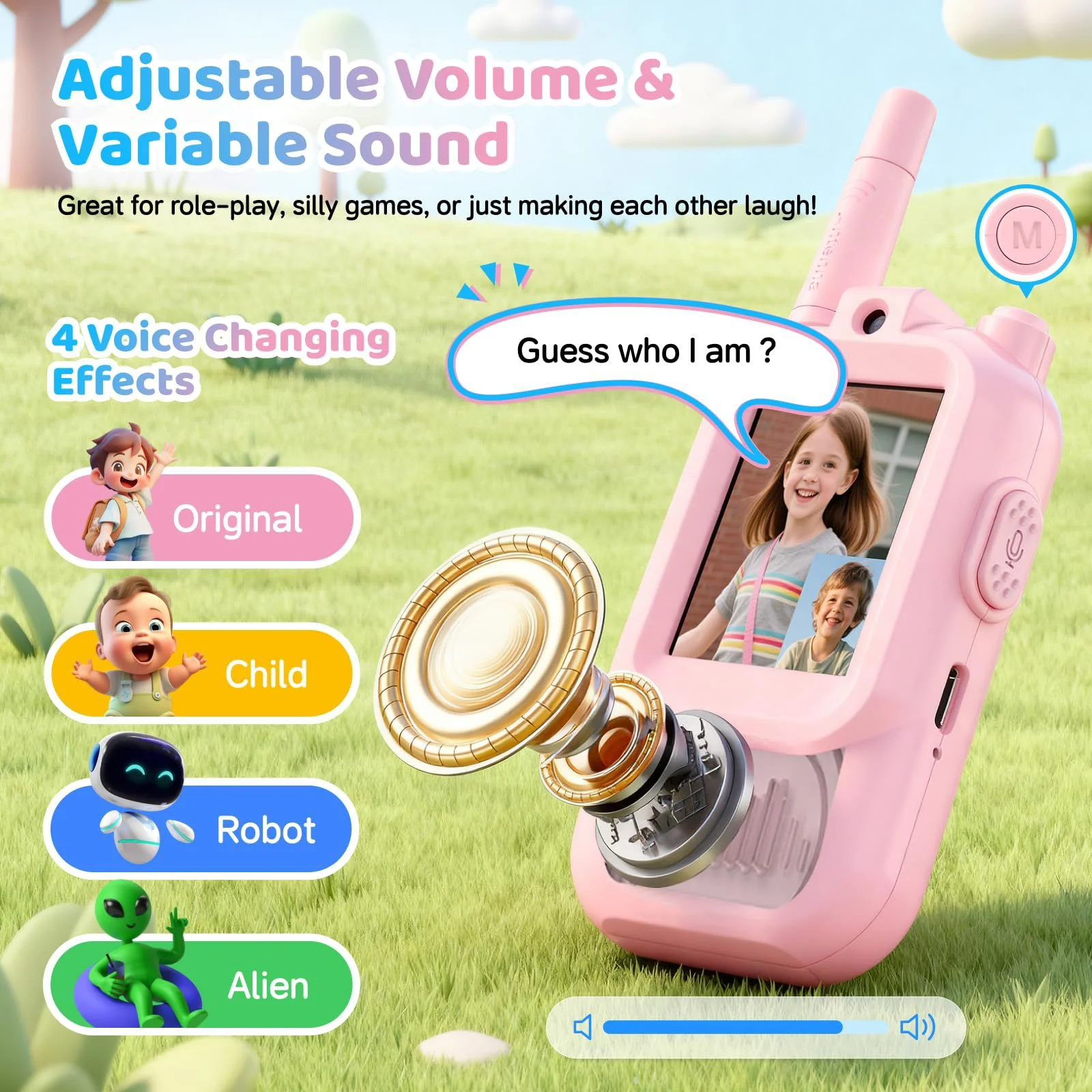2pcs Kids Video Walkie Talkie Type-C Rechargeable Interphone Toy with HD Screen Voice Changer Birthday Gifts Toys for Boys Girls