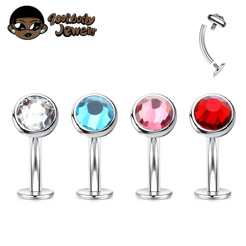 G23 Titan 14G Upside-Down Bauchnabelpiercing für Männer und Frauen, Körperschmuck mit Kristall-Nabelring und Barbell