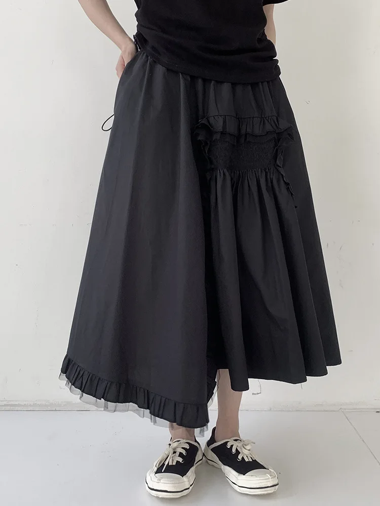 Ladies Skirt New Summer Style Asymmetrical Pleated High Waist Loose Large Size A-Line Skirt