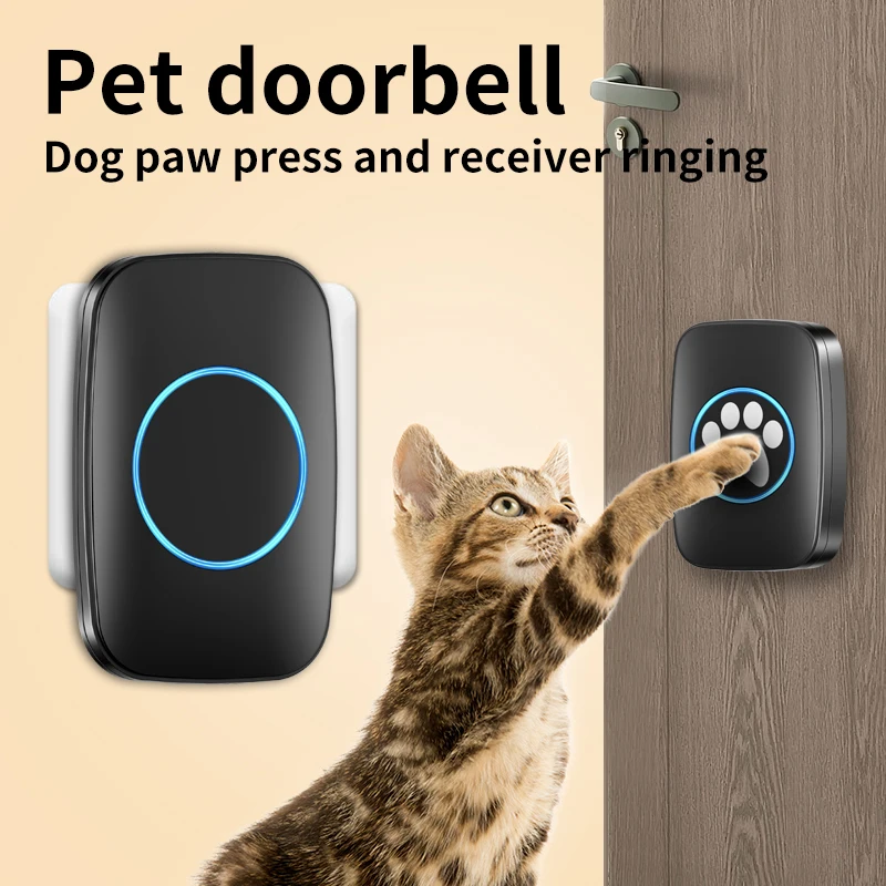 Touch Pet Doorbell 300M/984 ft Range 60 Songs Cat & Dog Training Pager LED Flash light Smart Wireless Doorbell Plug US EU