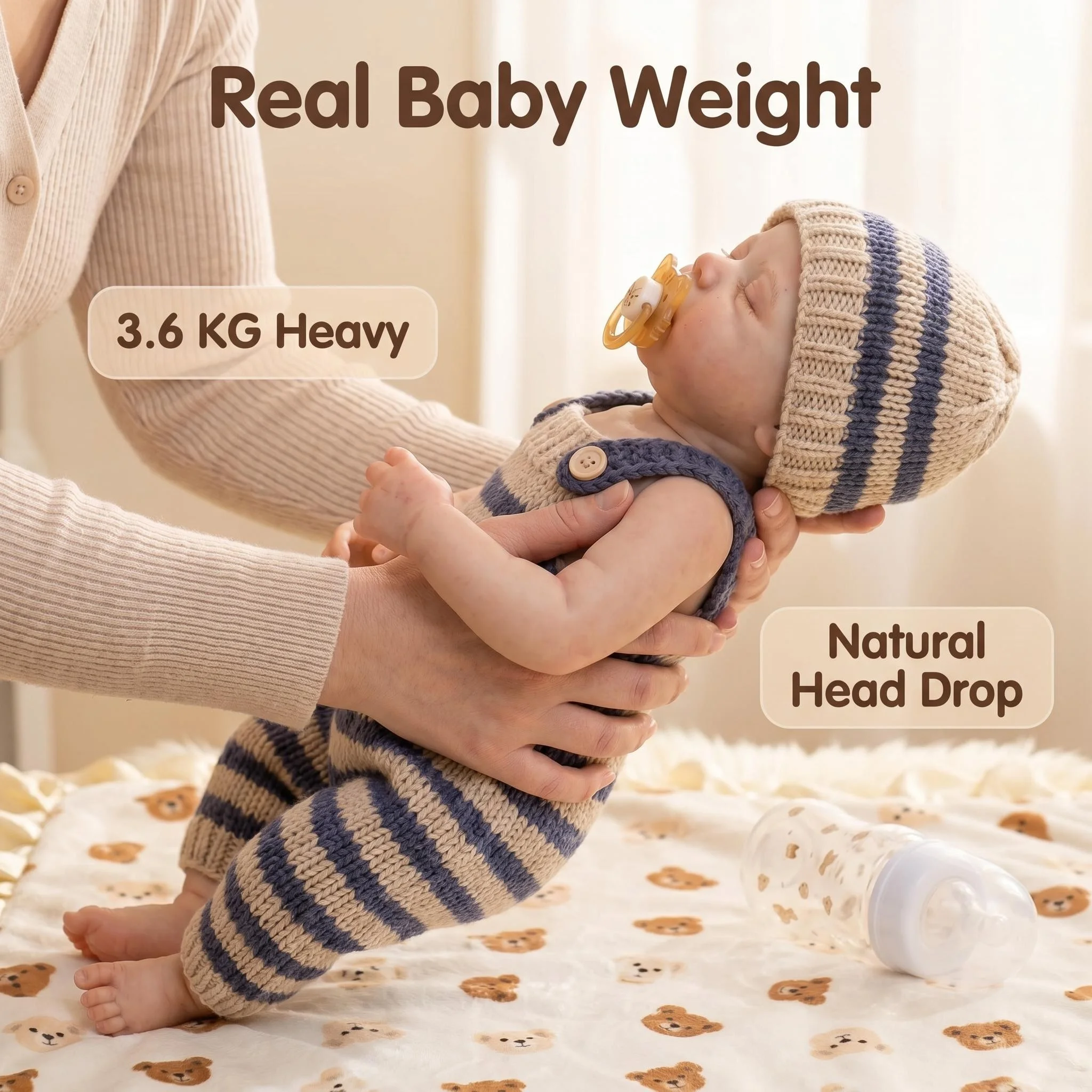 NPK 18-inch Pascale Full Solid Platinum Silicone Baby Doll Real Weight Pacifier Included Life-Size Collectible Bebe Toy