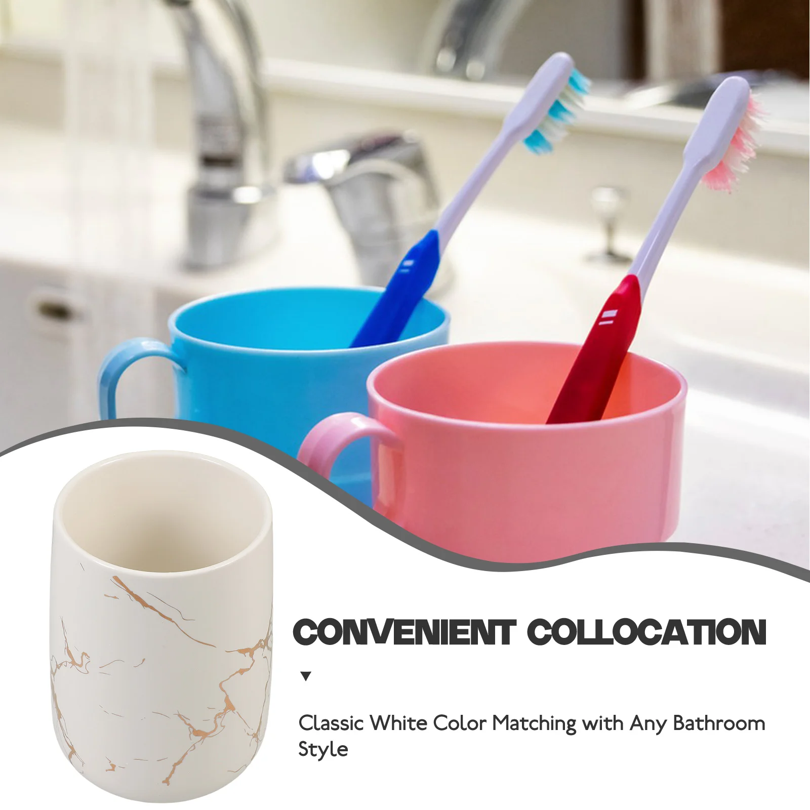 

Bathroom Ceramic Toothbrush Holder Cup Marbling Pattern Multipurpose Toothbrush Cup Mouth Wash Cups Bathroom Supplies
