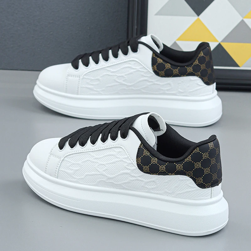 Zapatos de lujo para hombre 2025, zapatillas de deporte de cuero para hombre, zapatos de suela gruesa, zapatos de tenis, nuevos zapatos casuales, zapatos para caminar para hombres y mujeres