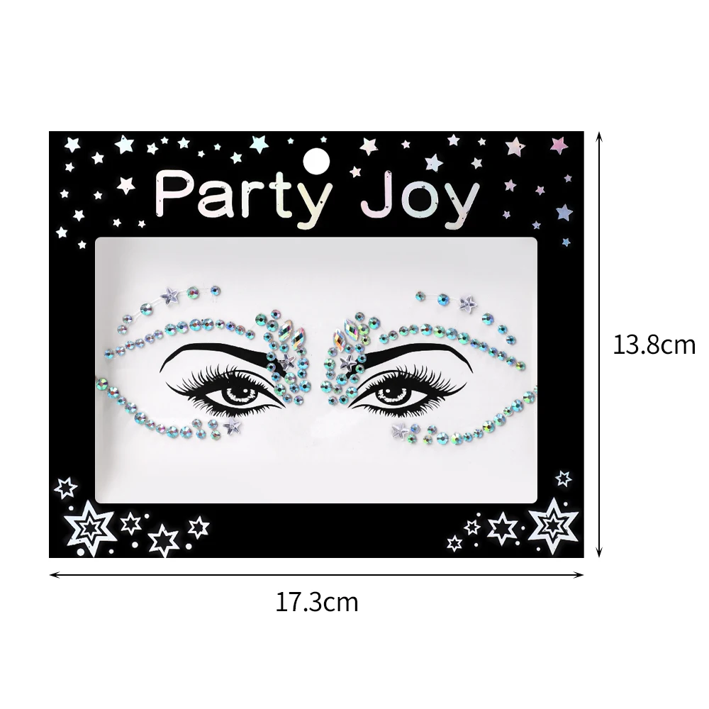 3D Crystal Temporary Tattoo Sticker Glitter Eyebrow Makeup Face Eyes Diamond Pearl Jewels Stickers Festival Body Art Decorations