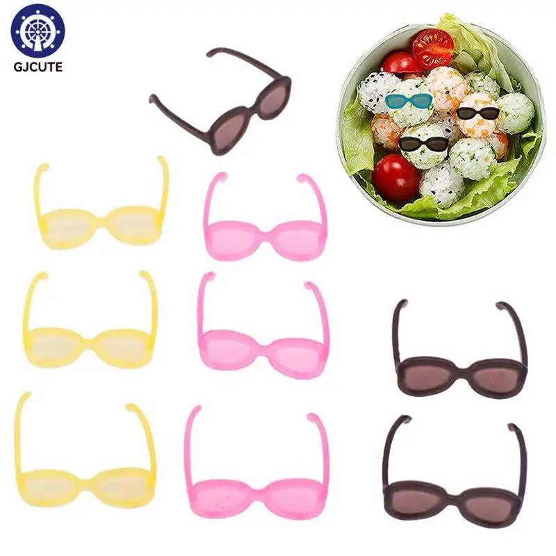 4/8/16Pcs Lunch Bento Decoration Tools Miniature Doll Glasses Headwear Photo Props Buffet Sandwich Toppers Decor Children Toys