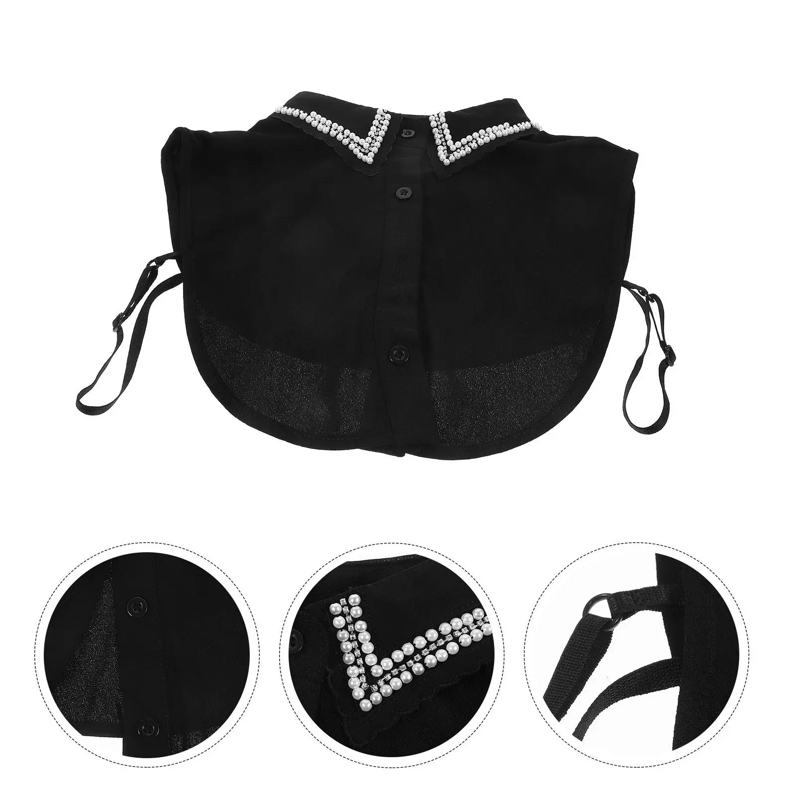 

Накладной воротник со стразами и искусственным жемчугом, съемный декоративный воротник для рубашки, женская блузка, подарок для вечеринки, элегантный модный аксессуар