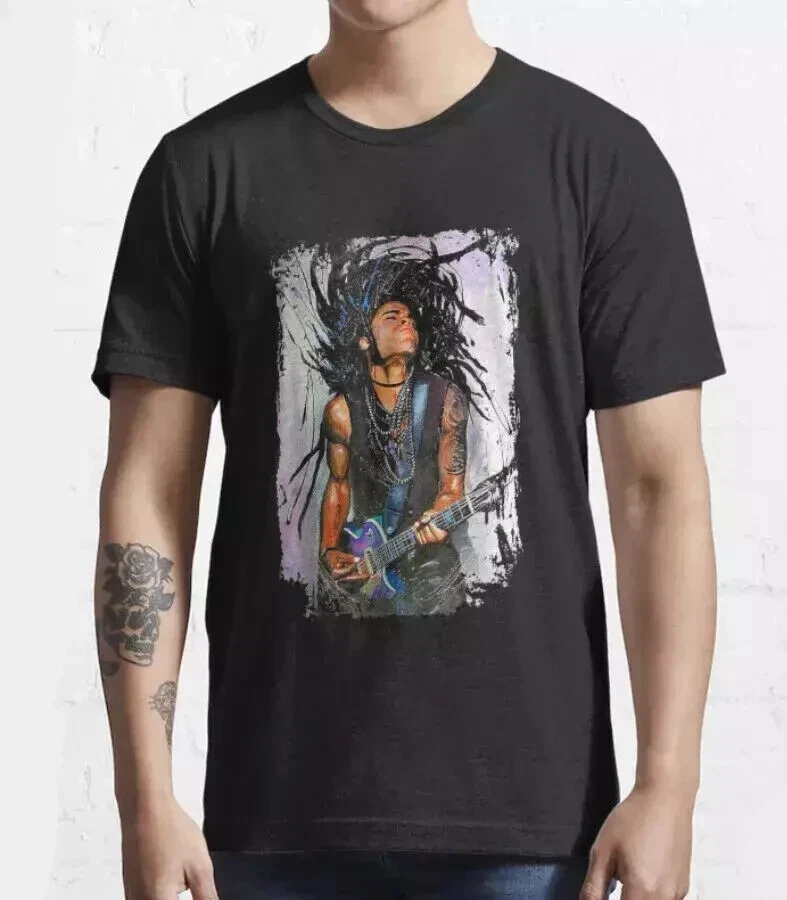 

Summer Lenny Kravitz T-Shirt Black Cotton Unisex Short Sleeve T-Shirt Oversized Sweat-absorbing Fashion European American