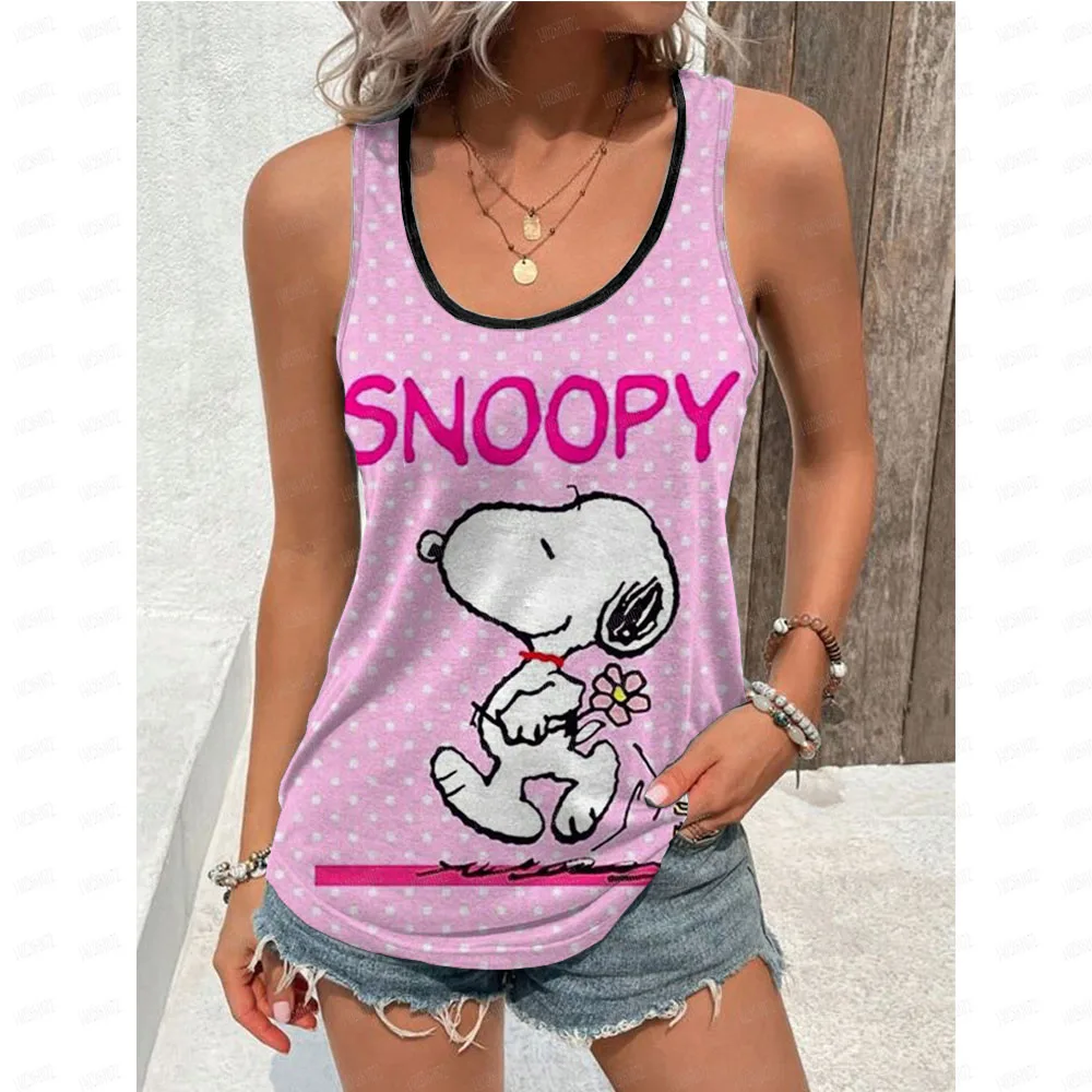 Top Women Women Cartoon Snoopy Print Bandeau Tank Casual Sleeveless Summer Vacation Loose Holiday Compression Shirts Long