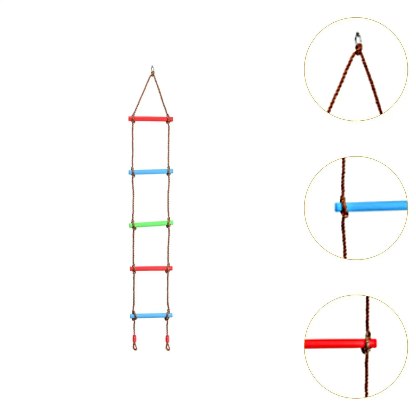 Escalera de cuerda colorida para acampar con juego de interior con correas de 5 secciones