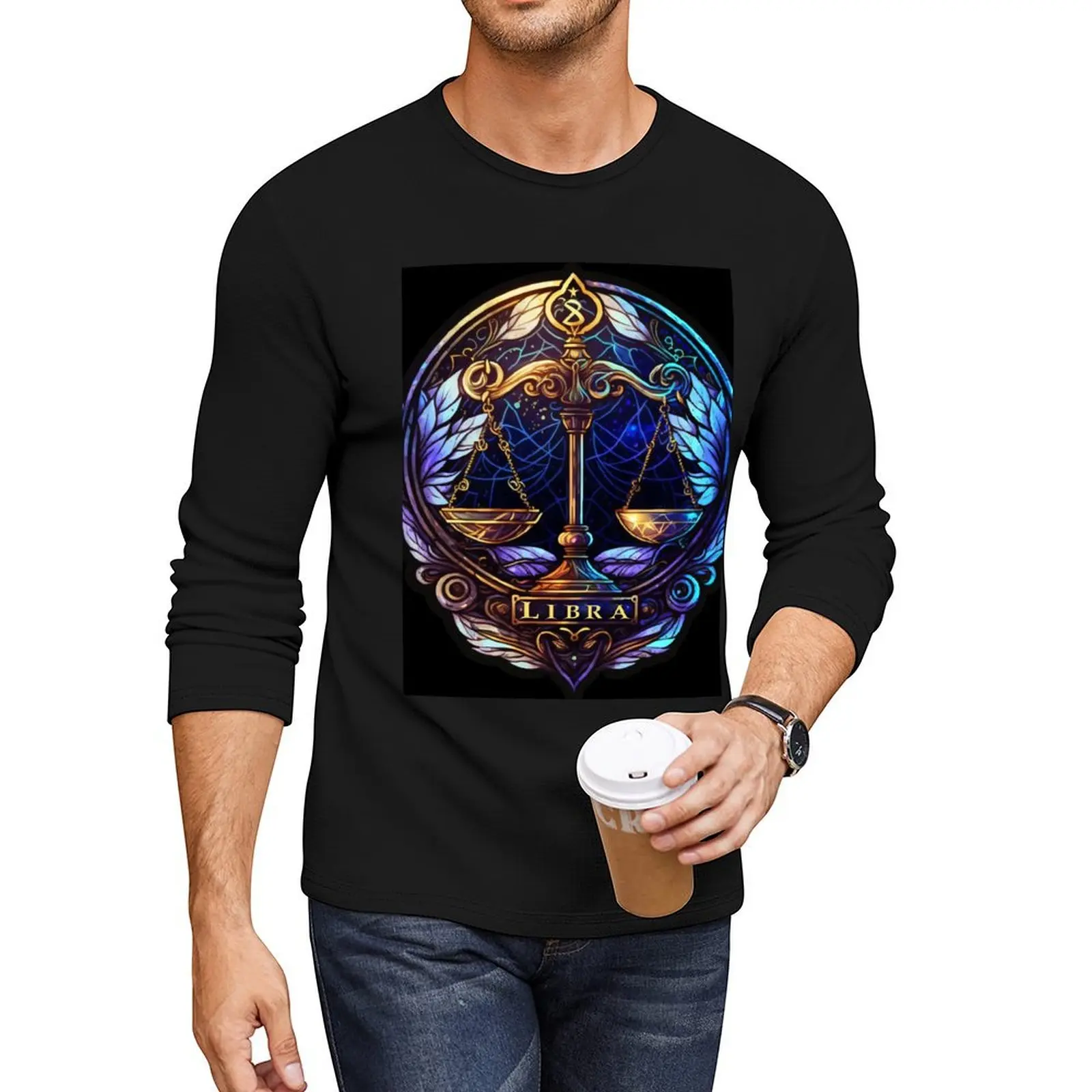 Libra Zodiac sign Long T-Shirt tops custom t shirt Men's cotton t-shirt