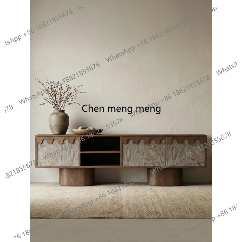 

Medieval solid wood floor-to-ceiling TV cabinet, living room home storage locker integrated floor cabinet