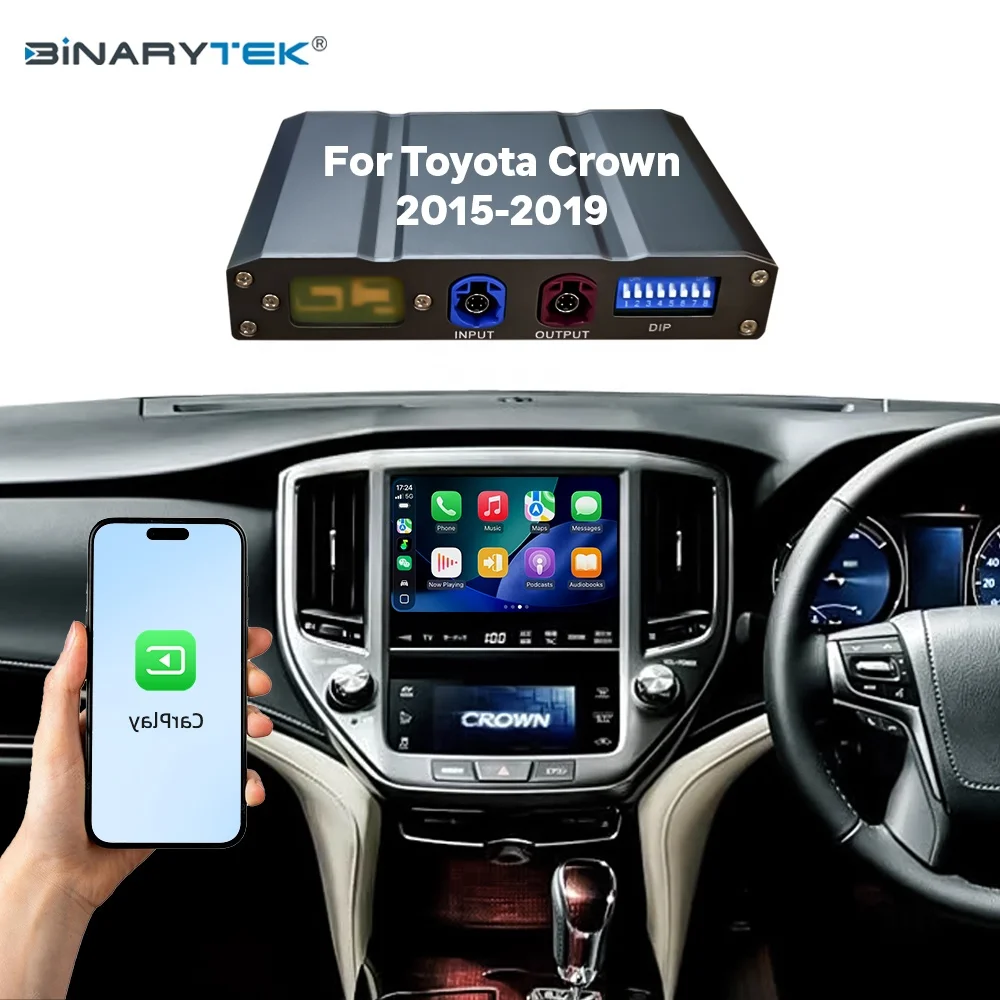 NewFor Toyota Crown 2015-2019 Linux Interface Box Wireless CarPlay Android Auto CarPlay Module Decoder Car Radio Binarytek
