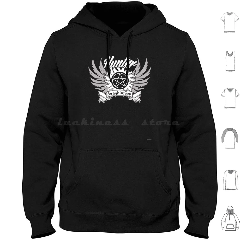 Save People Hunt Things Hoodie Cotton Long Sleeve Supernatural Winchester Sam Winchester Dean Winchester Bobby Singer Impala