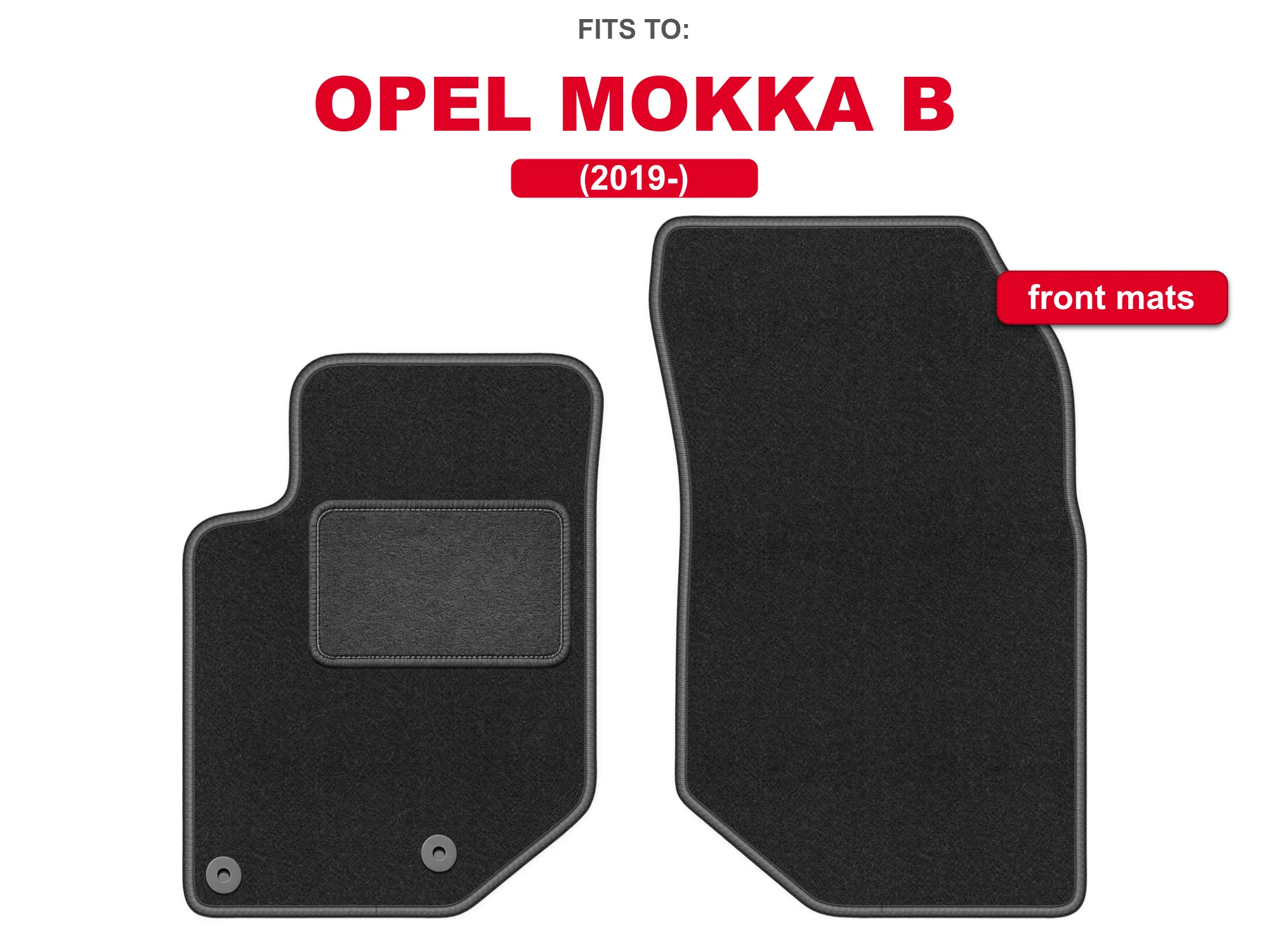 2019 Opel Mokka B-crossover grafietkleurige set auto vloermatten voor de voorkant van het voertuig