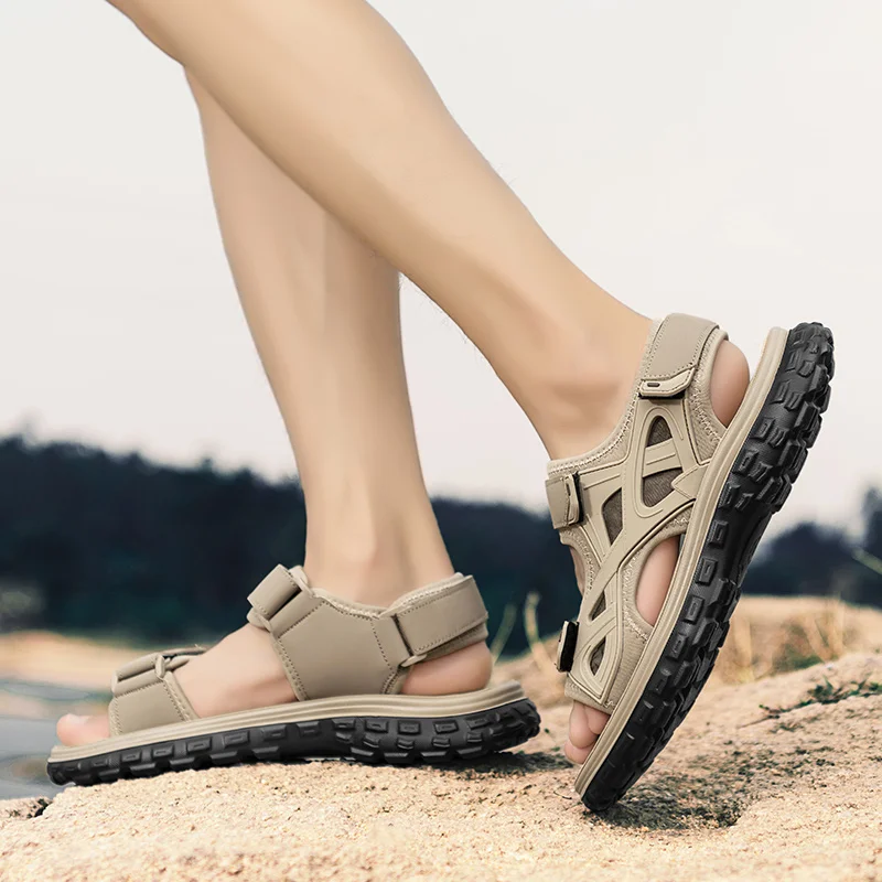 Zomer Heren Sandalen Echt Lederen Heren Casual Schoenen Outdoor Heren Lederen Sandalen Voor Heren Strandschoenen Romeinse Herenschoenen