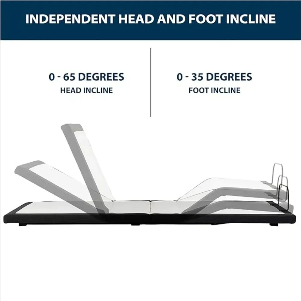Regulowana rama łóżka do przechowywania łóżek Bezprzewodowy zdalny montaż głowicy i stóp, nachylony i nie wymaga narzędzi (queen-size)