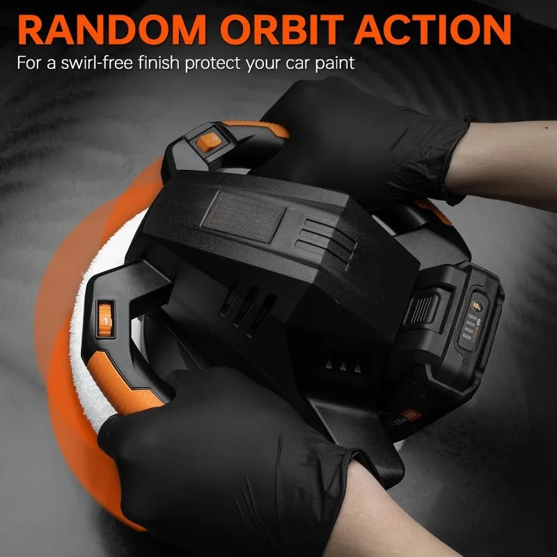 ملمع عازل، ملمع عازل لاسلكي 20 فولت، مجموعة آلة تلميع محمولة مقاس 10 بوصة للسيارة، مع 2 أمبير قابل لإعادة الشحن B