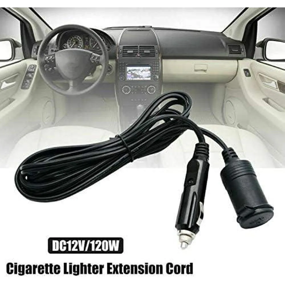 12V 3Meters Car Cigarette Lighter Extension Cord Power Cable Lead Fused Plug Universal for Cars motorcycles trucks