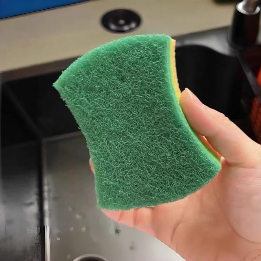 Wood Pulp Sponge 20x10x7cm, 3-Layer Cleaning Sponge with Scouring Pad, Heavy Duty for Dishes & Surfaces, 1 Piece Kitchen Sponge