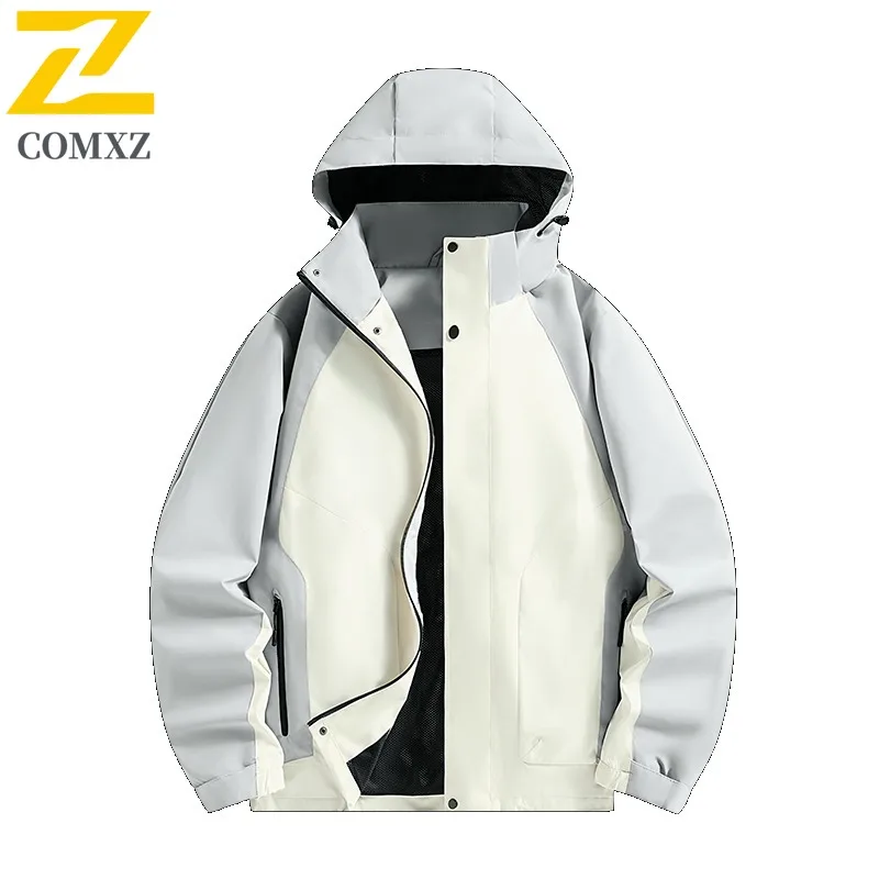 

COMXZ Windbreaker Plus Size Premium Detachable Hood Waterproof Windproof Hiking Jacket for Camping Fishing Man Outdoor Coat 2025