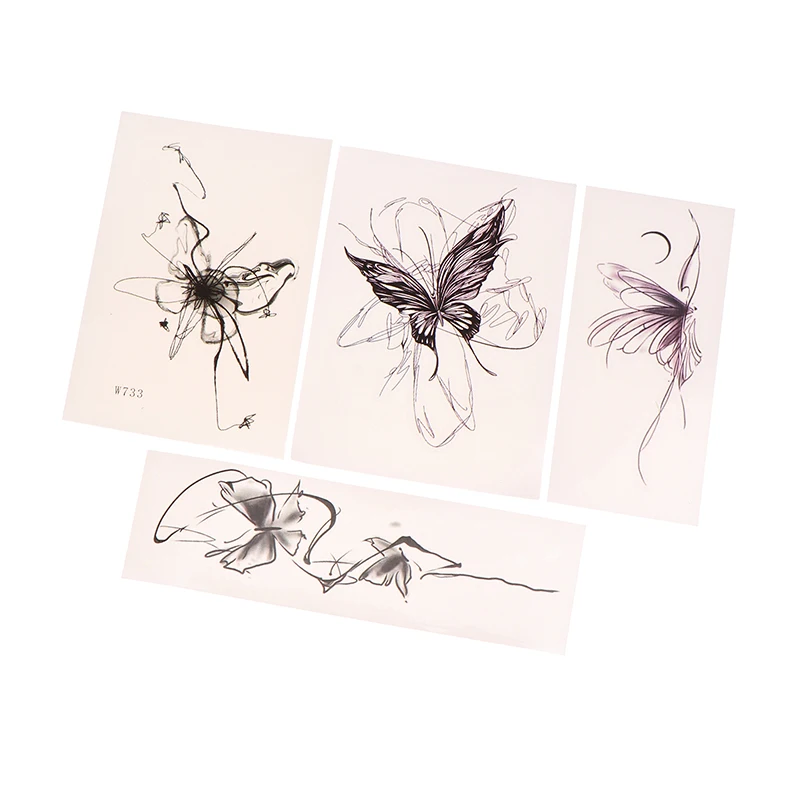 สติกเกอร์รอยสักชั่วคราวรูปผีเสื้อสีดำ1แผ่นสำหรับผู้หญิงผู้ชายสติกเกอร์รอยสักปลอมสำหรับผู้ใหญ่ใบหน้าศิลปะบนเรือนร่าง