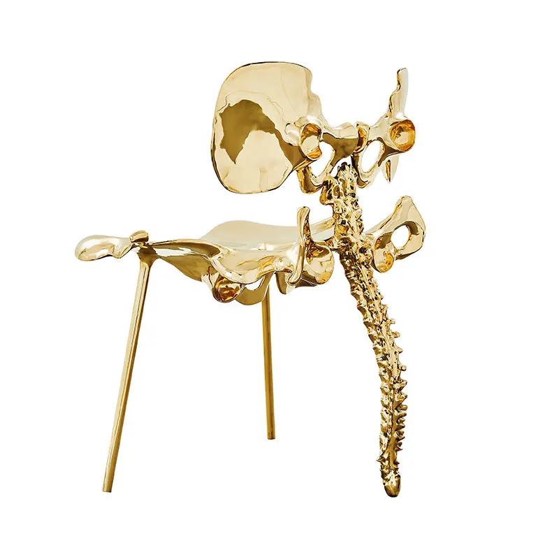 

Light Luxury Pure Copper Satan Chair Designer Creative Modern Villa Large Flat Layer Art Single Chair High-end Bar Chair