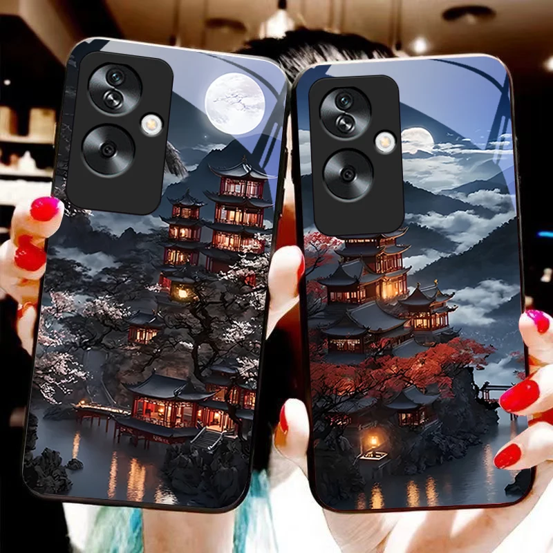 

Old Style Building For Oppo A79 5G 58 78 74 60 4G Reno 11F Realme GT 6 11 Note 50 10 C55 X2 Tempered Glass Black Phone Case