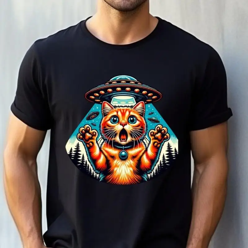 

Футболка с котом НЛО, забавный имбирь