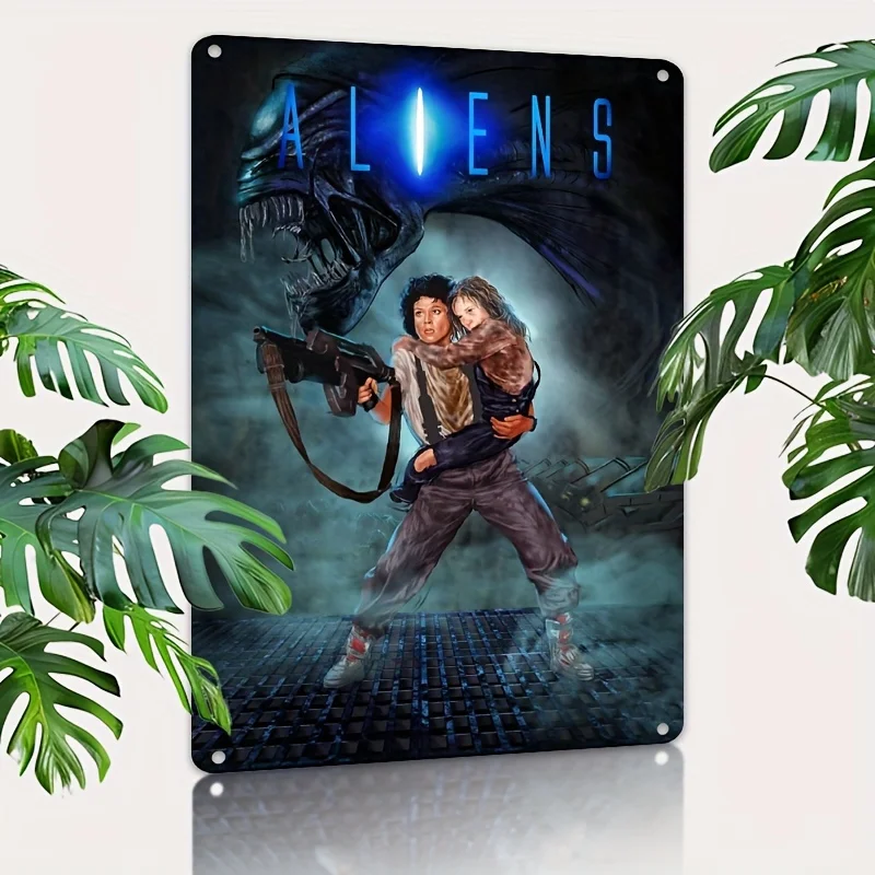Alien Movie Poster Metal Tin Sign - Durable, Corrosion-Resistant, and Waterproof Wall Art for Home, Office, Man Cave, Bar D