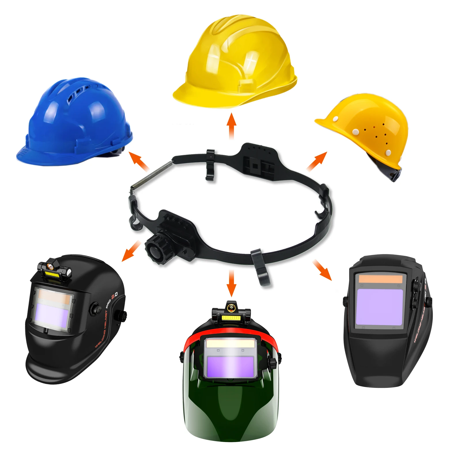 Hard Hat Adapter Replacement Adjustable Headgear Safety Hard Hat Mounting System for All Series Welding Helmets