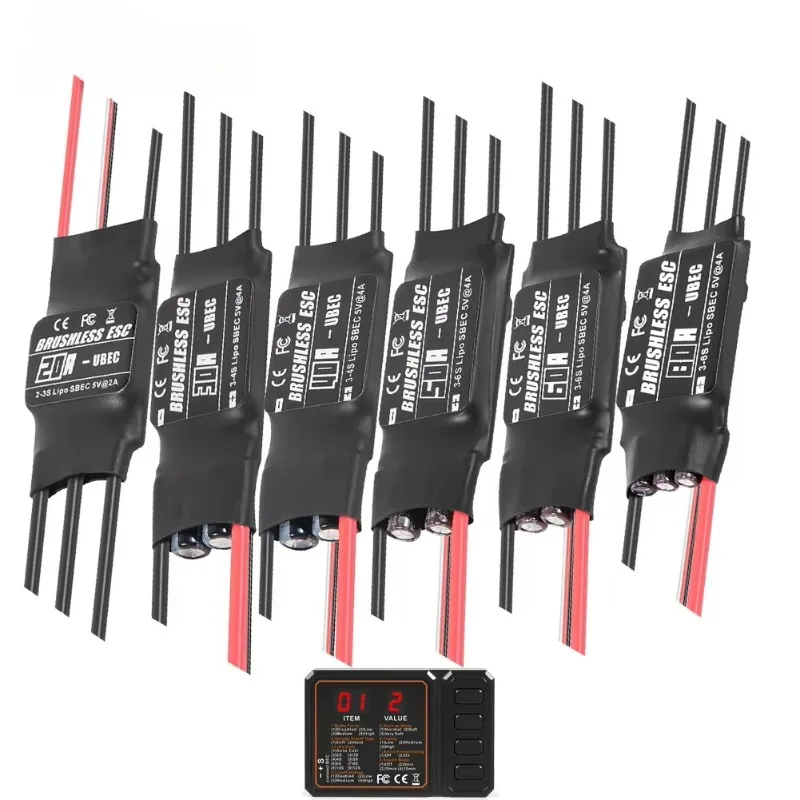 Aneegfpv 20/30/40/50/60/80A 2-6S Brushless ESC 2-4A/5V BEC For Aircraft FixedWing Multi-axis Drone