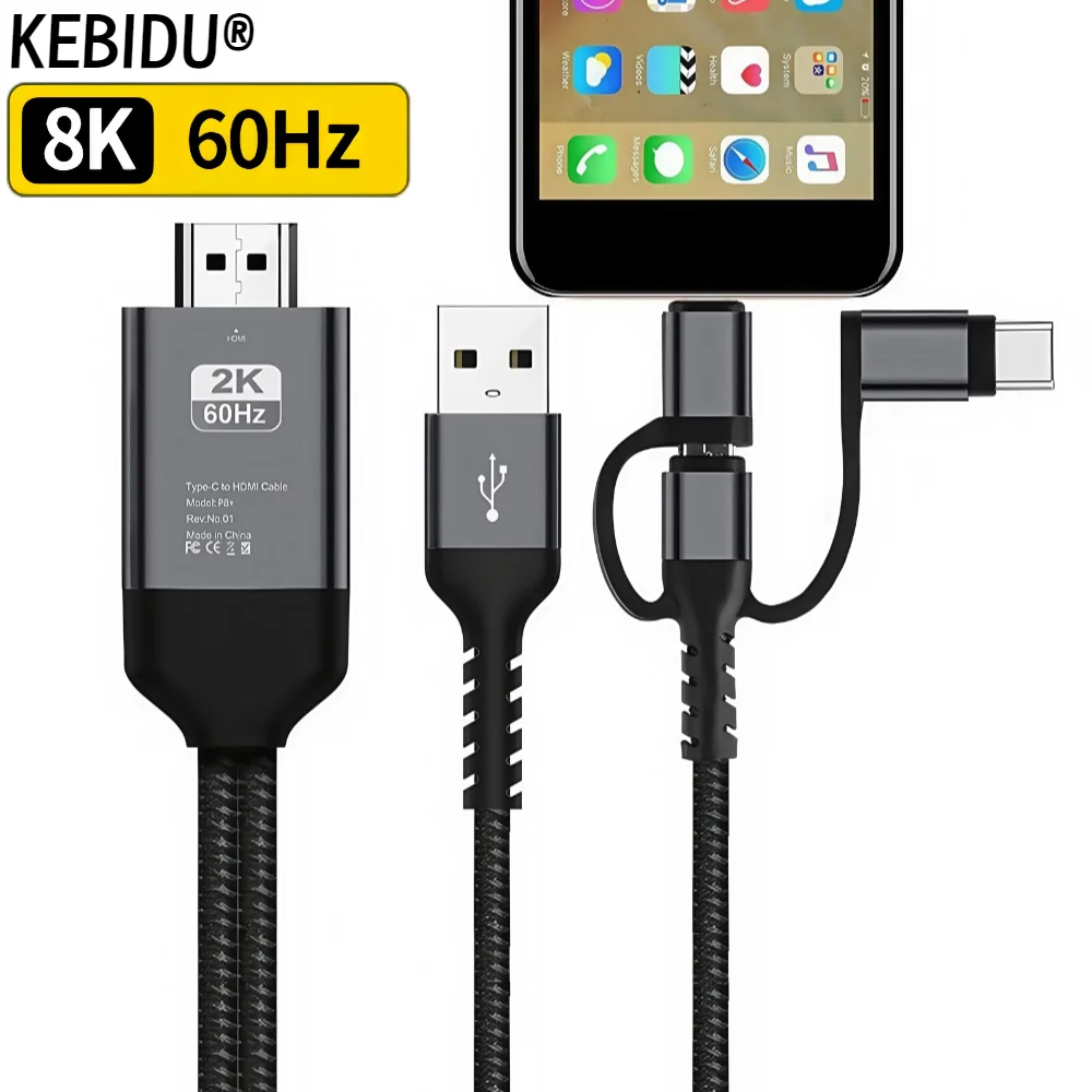 �y�Z�[�����z3 in 1 2K 60Hz USB C - HDMI�P�[�u�� �^�C�vC�A�_�v�^�[ HDTV�R���o�[�^�[�P�[�u�� iPhone�ATV�R���o�[�^�[�AMacBook Air�AiPad�ASamsung���b�v�g�b�v�Ή�