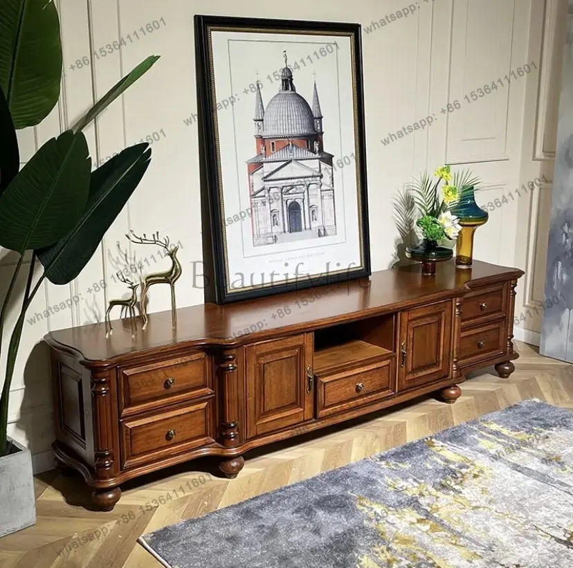 American solid wood TV cabinet living room combination TV cabinet length 2300 * width 500 * height 555mm